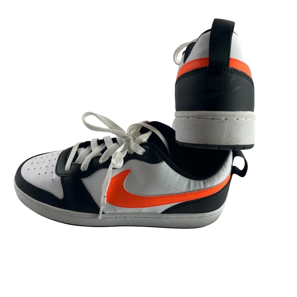 Nike Court Borough‎ Low 2 GS White Black Neon Orange 6.5Y Sneakers BQ5448-115